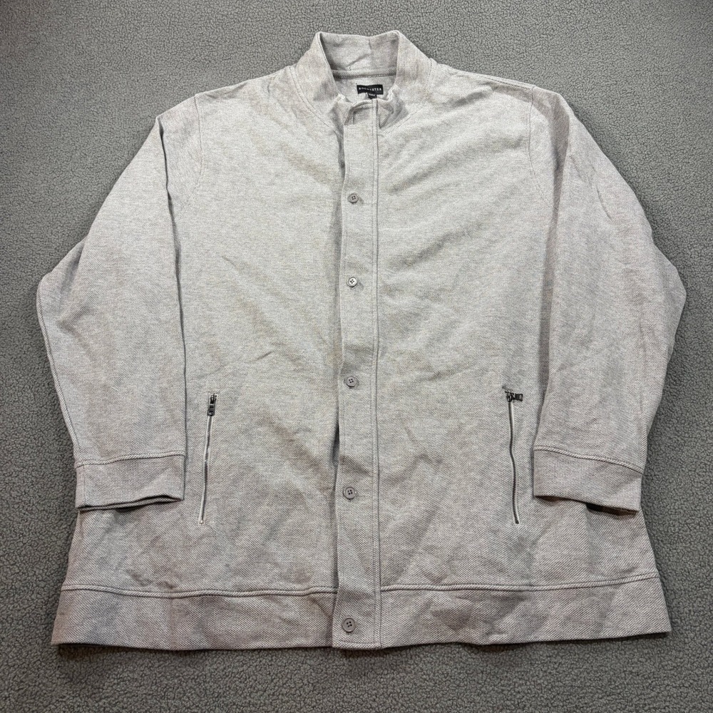 Rochester Jacket Mens 3XLT Gray Textured Full Zip Button Front Mock Neck Coat